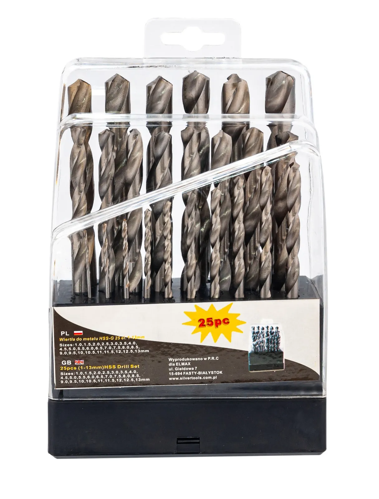 Wiertła do metalu 1-13 mm wiertło (zestaw 25szt) SILVER