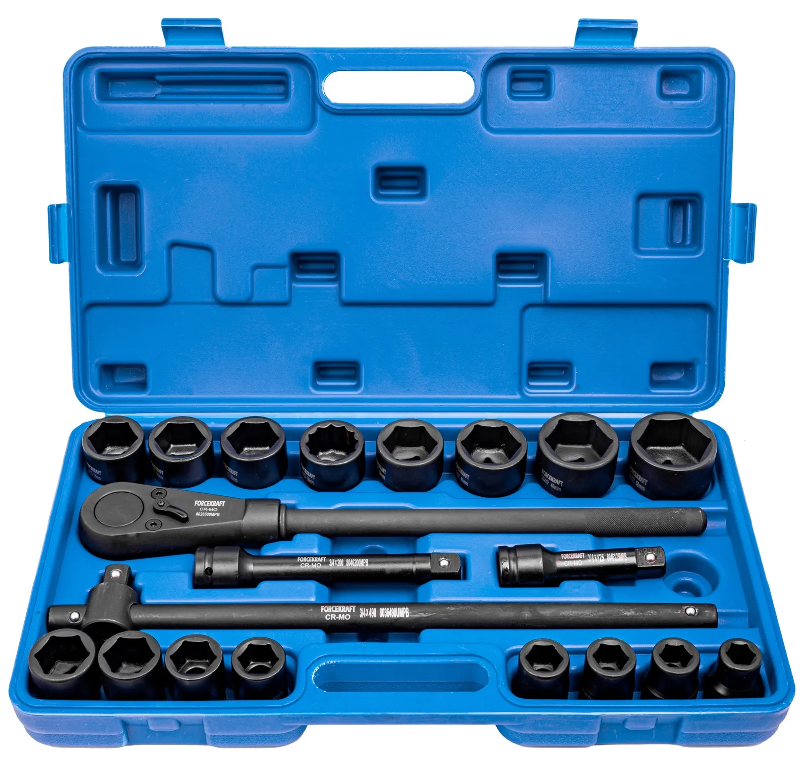 Klucze Nasadowe Udarowe 3/4" 6-kątne 21 el FORCEKRAFT