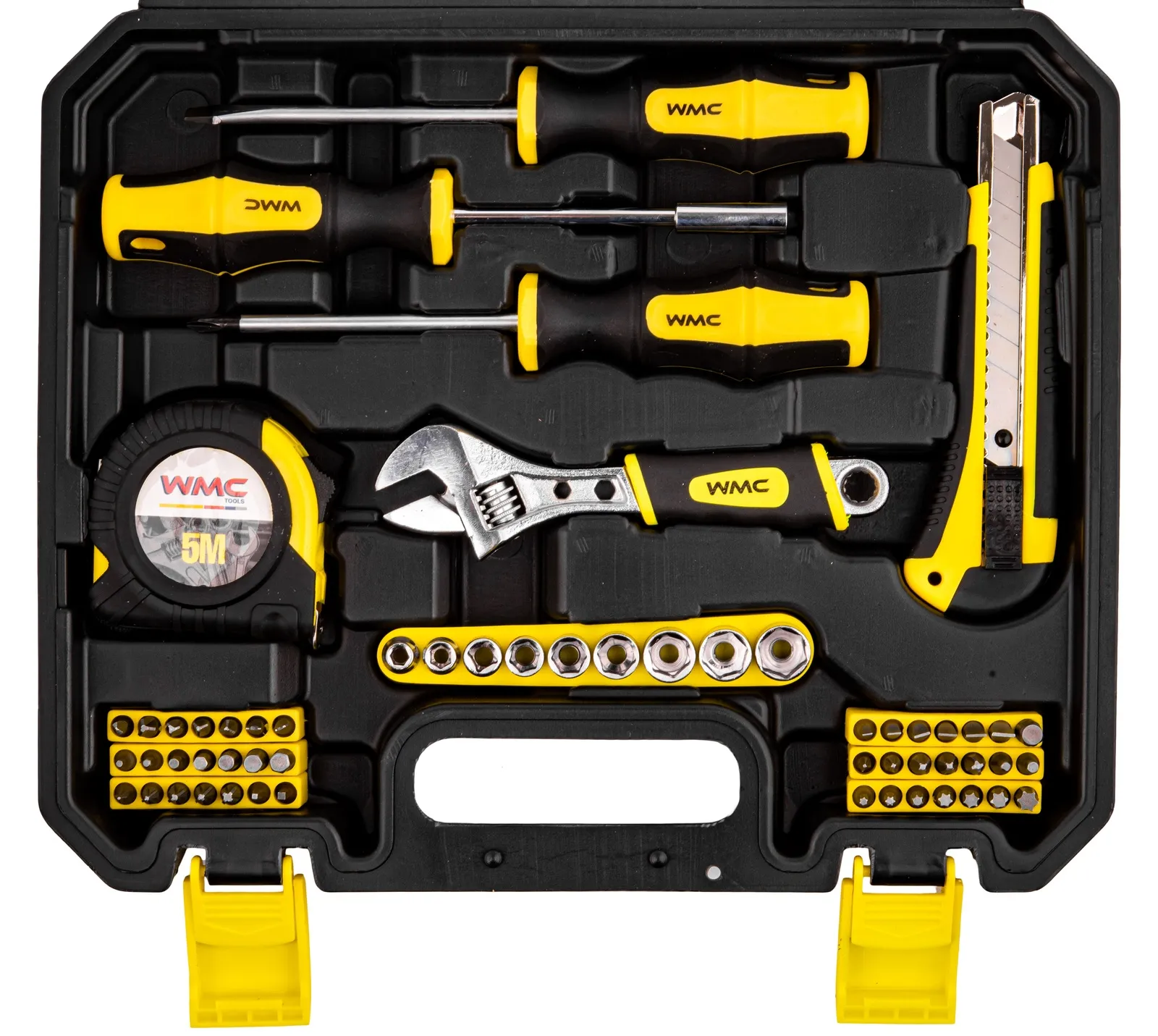 Zestaw narzędziowy klucze nasadowe wkrętaki bity 82 el WMC