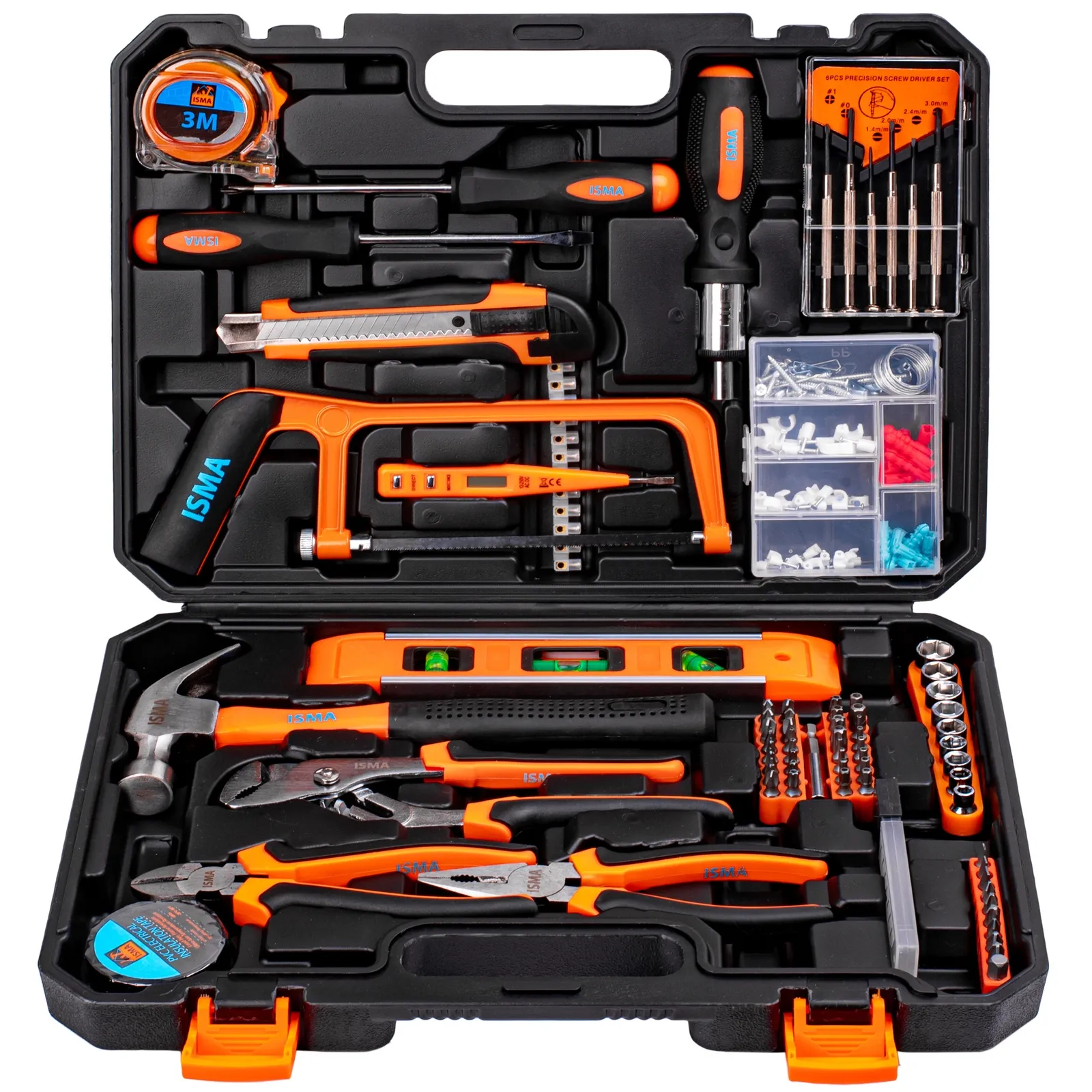 Zestaw narzędziowy klucze nasadowe wkrętaki bity 180 el. ISMA