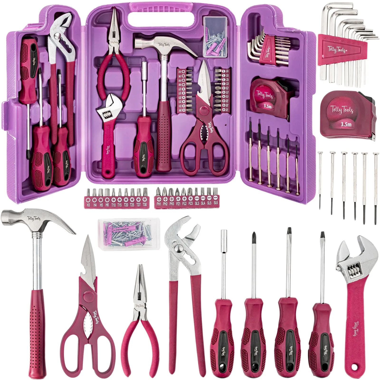 Zestaw narzędziowy klucze nasadowe bity młotek 135 elementów TellyTools TRADE HOUSE