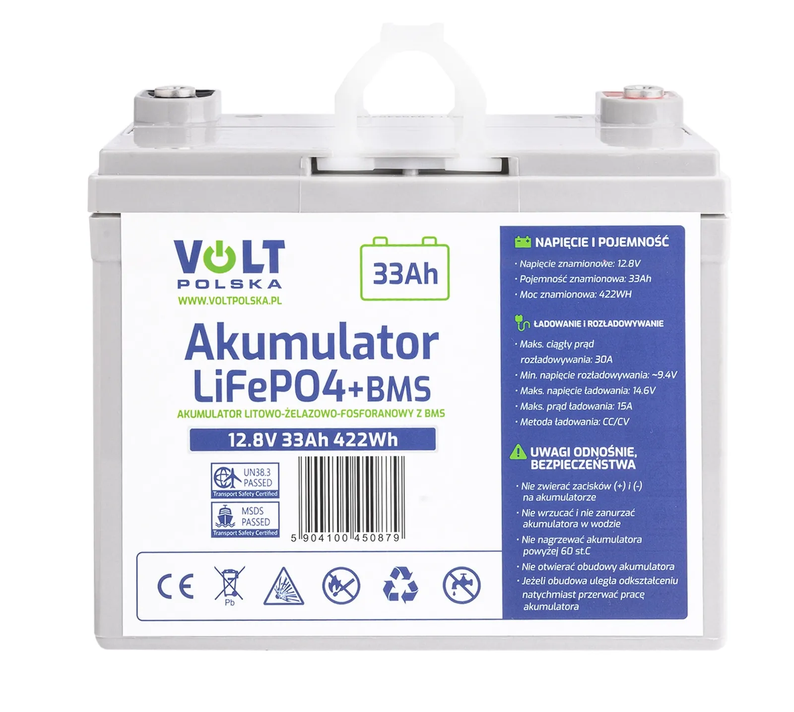 Akumulator LiFePo4 33Ah 30A 12V BMS VOLT POLSKA
