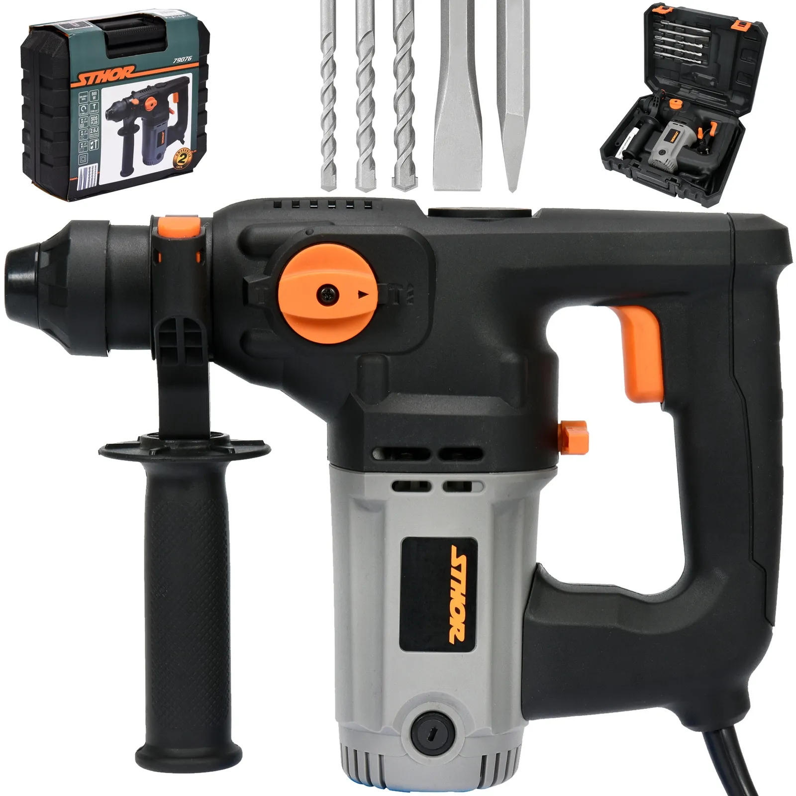 Młotowiertarka 3w1 SDS Plus 800W + komplet wierteł i dłut YATO