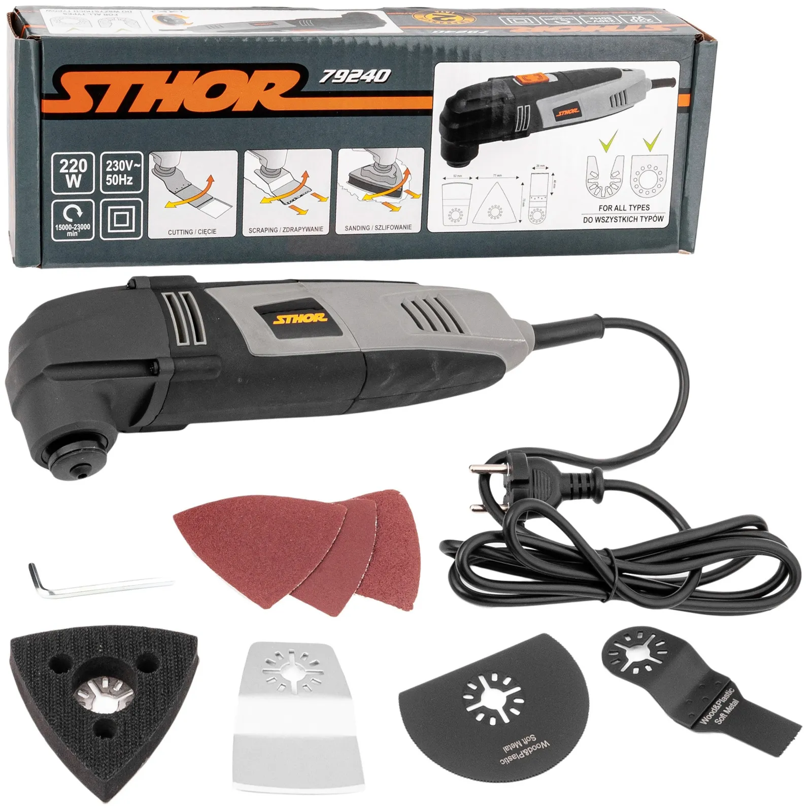 Urządzenie wielofunkcyjne oscylacyjne Renowator multiszlifierka 220W STHOR