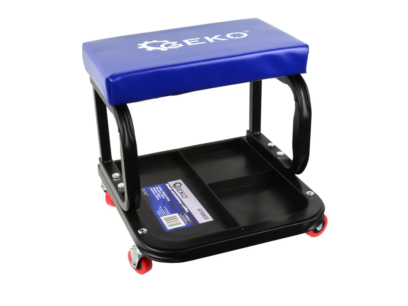 Stołek warsztatowy z półką taboret siedzisko krzesło półka GEKO