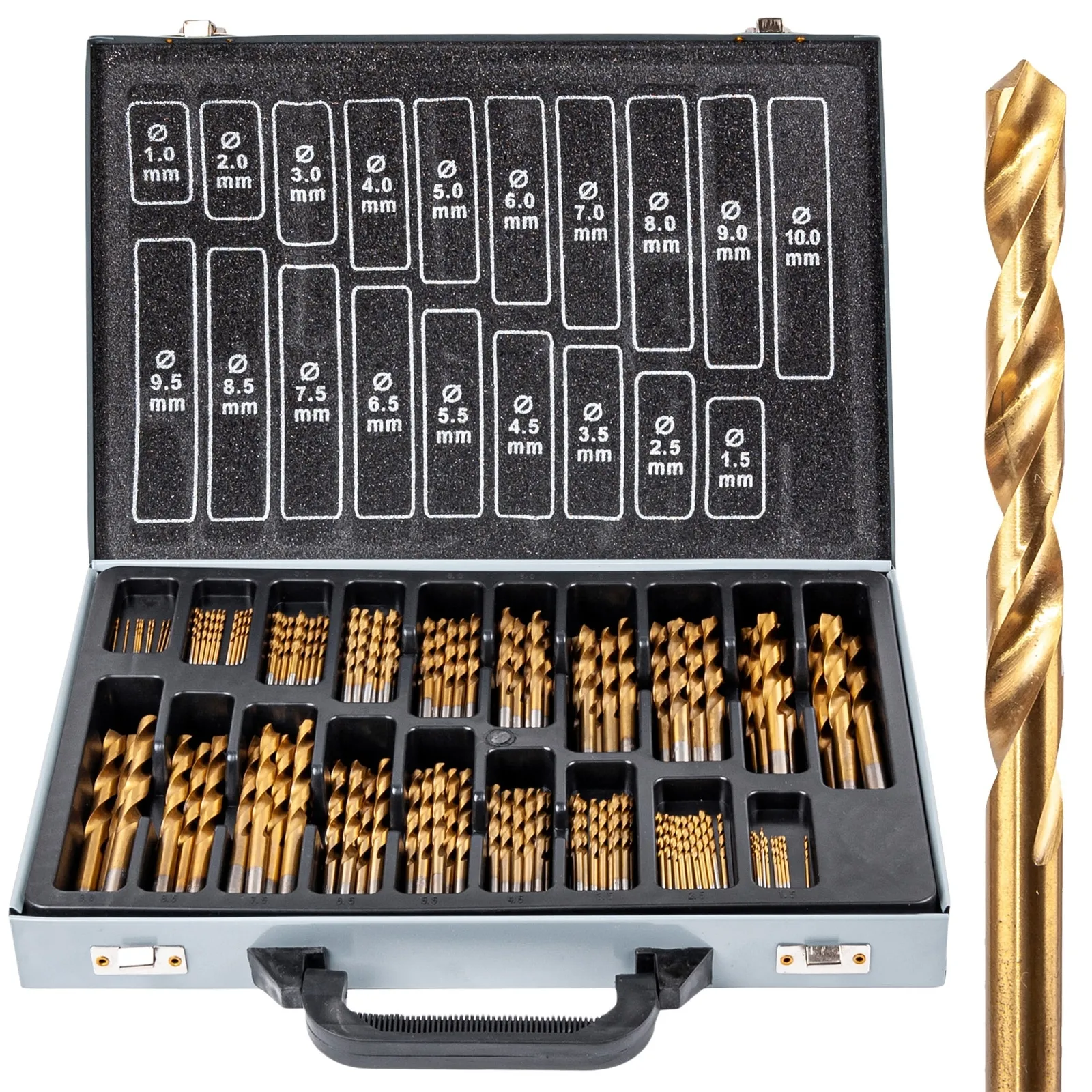Zestaw wierteł tytanowych do metalu (wiertła) 170 sztuk FALON-TECH