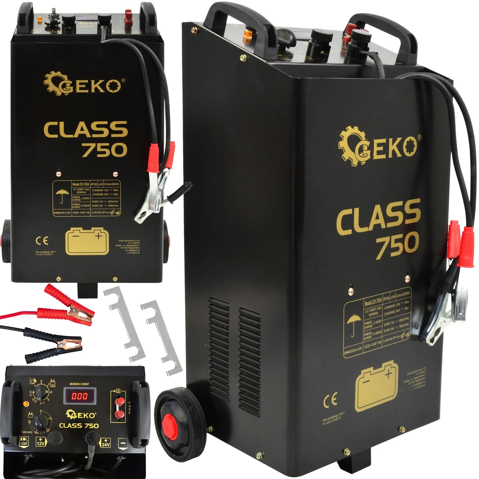 Prostownik z rozruchem CLASS 750 12/24V 700A LCD GEKO