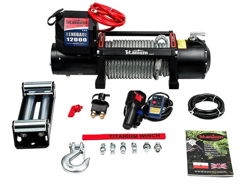 Wyciągarka elektryczna 12v 12000 lbs renegade z liną stalową TITANIUM WINCH