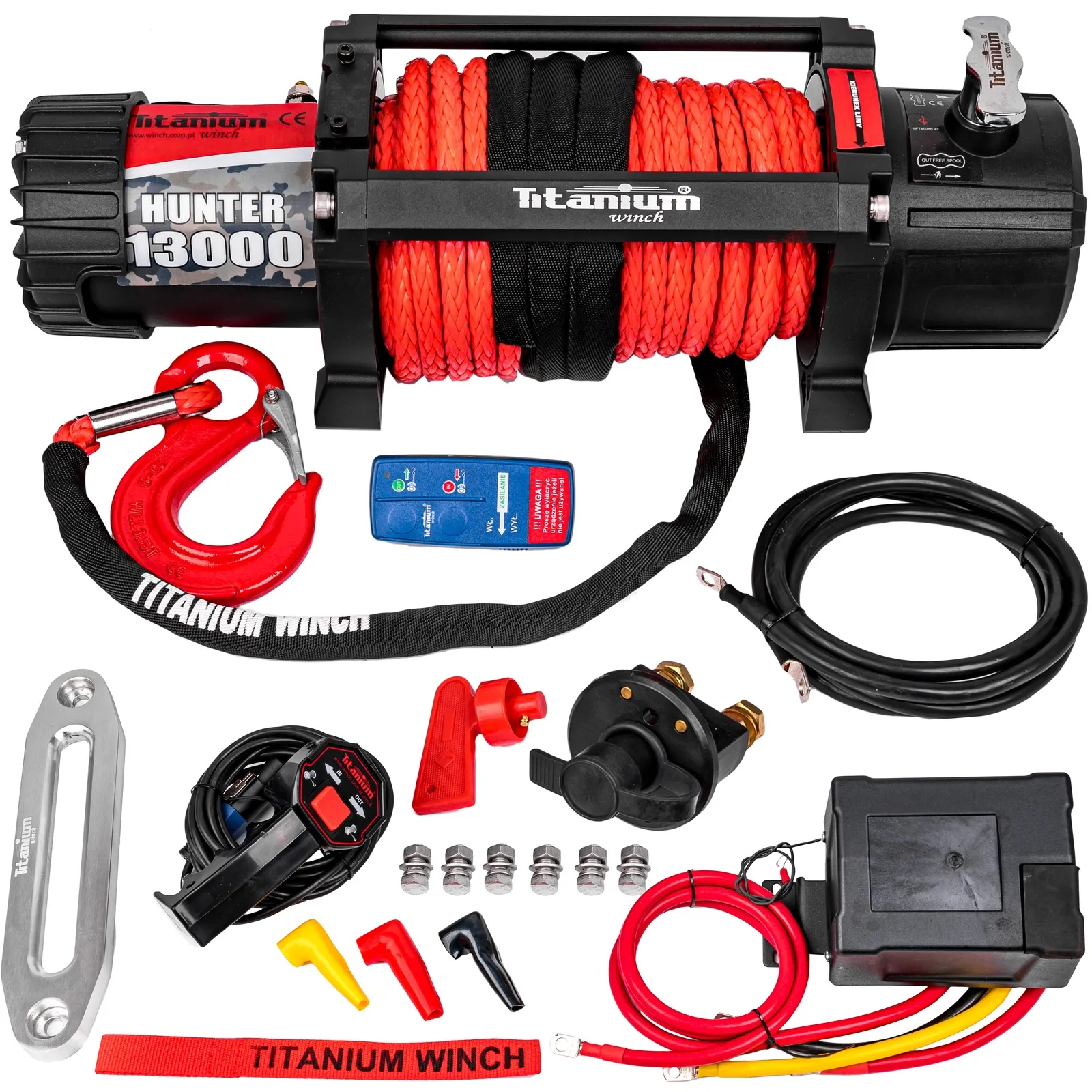 Wyciągarka elektryczna 24v 13000 LBS hunter z liną syntetyczną TITANIUM WINCH