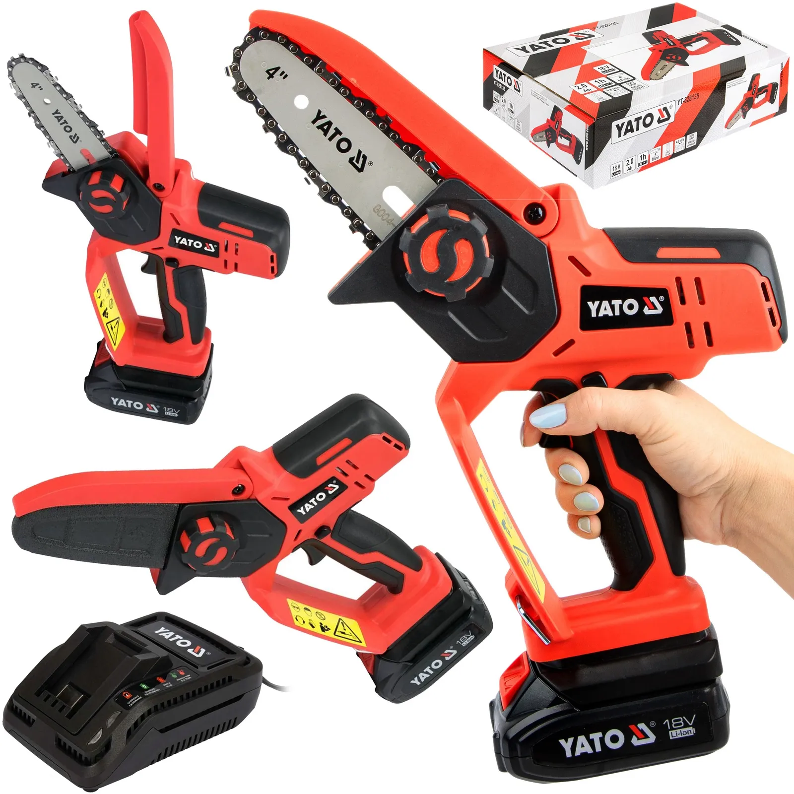 Piła łańcuchowa mała 4" 18V 2AH YATO