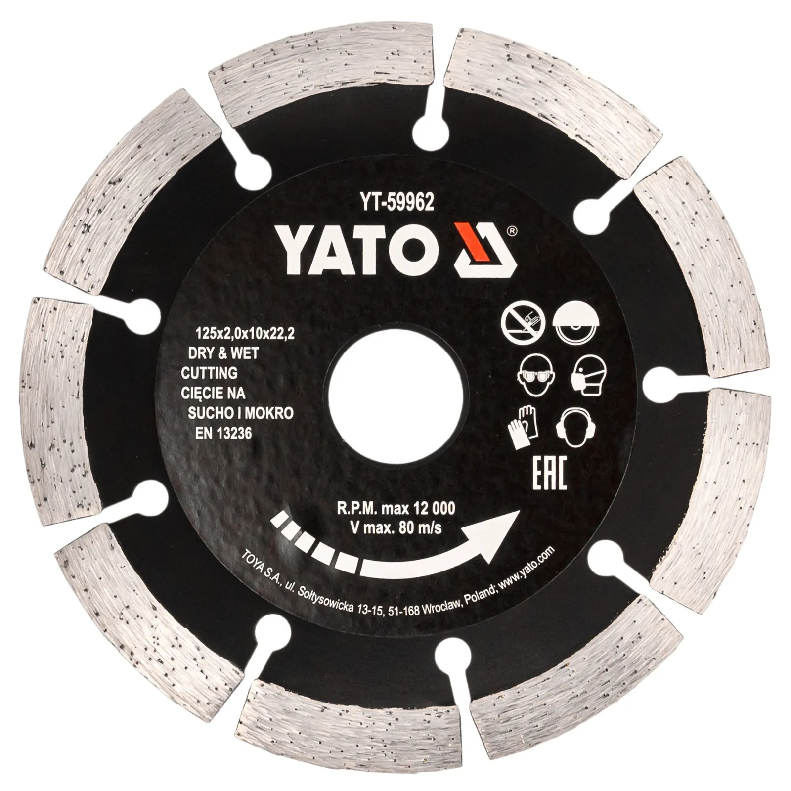 Tarcza diamentowa do betonu 125x2,0x10x22,2 YATO