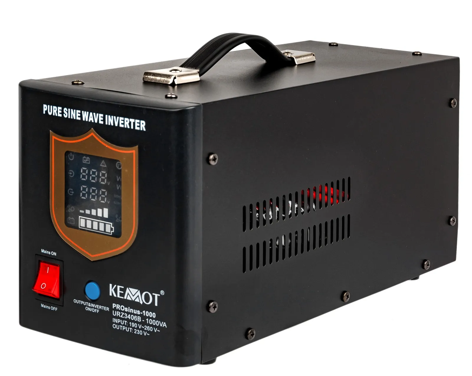 Przetwornica prostownik zasilanie awaryjne PROSINUS-1000 12V (1000/700W) BLACK KEMOT