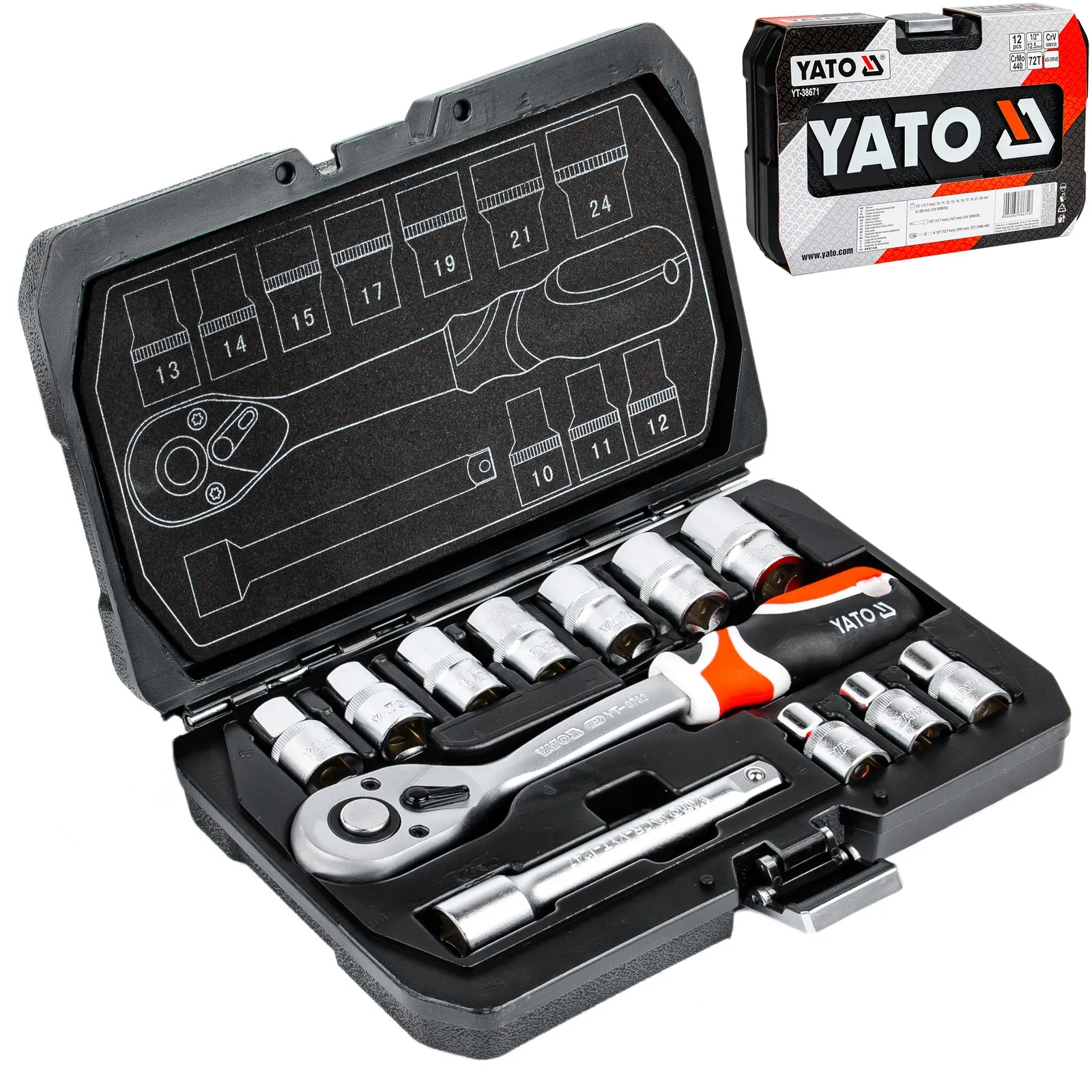 Zestaw narzędziowy 1/2" 12el YATO