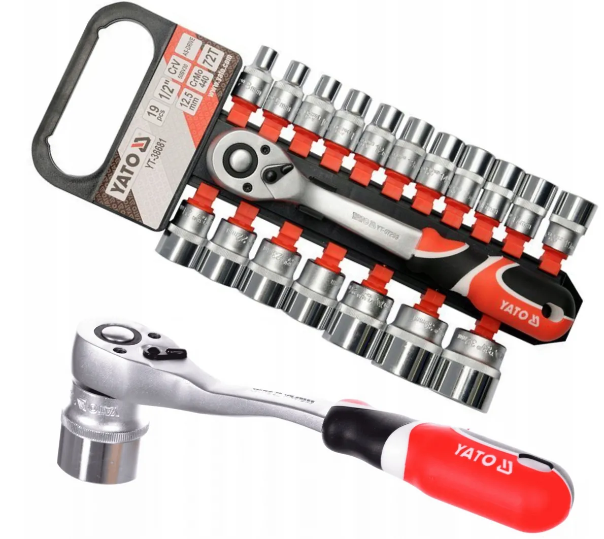 Zestaw kluczy nasadowych 19 el. 1/2" YT-38681 YATO