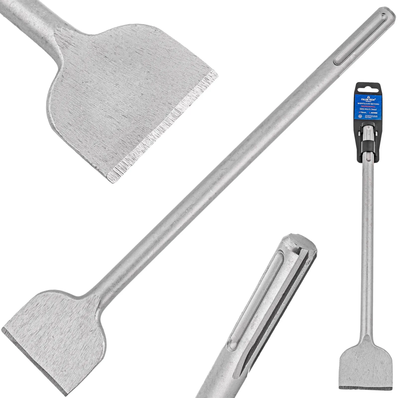 Dłuto SDS MAX 75/400 mm płaskie szerokie do młota FALON-TECH