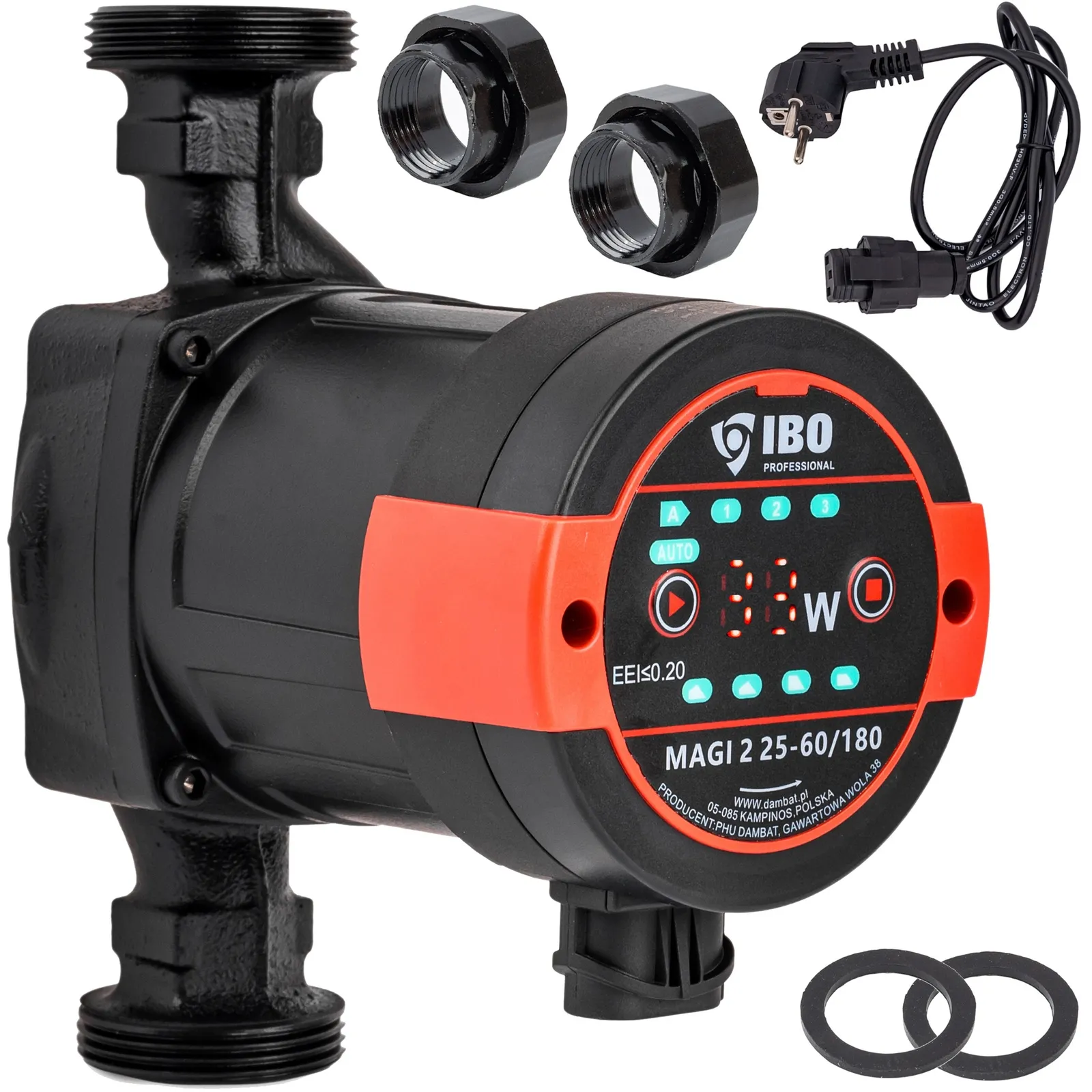 Pompa cyrkulacyjna obiegowa elektroniczna do pieca C.O. MAGI 2 25-60/180 energooszczędna IBO POMPY