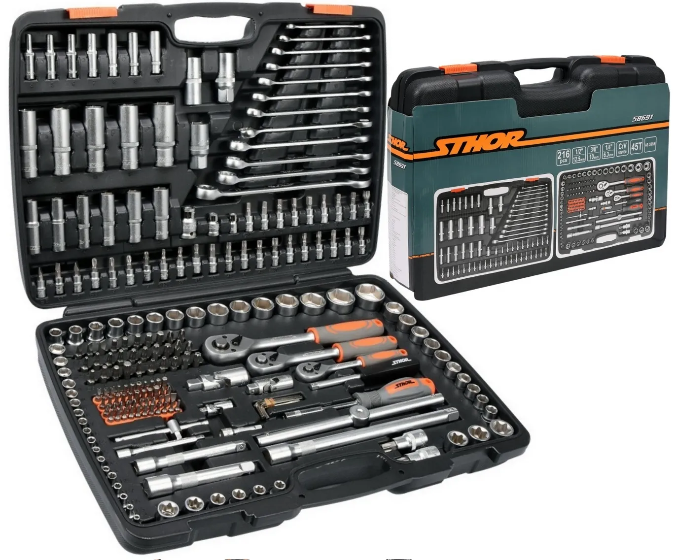 Zestaw nasadek grzechotki 216 el STHOR 58691 YATO