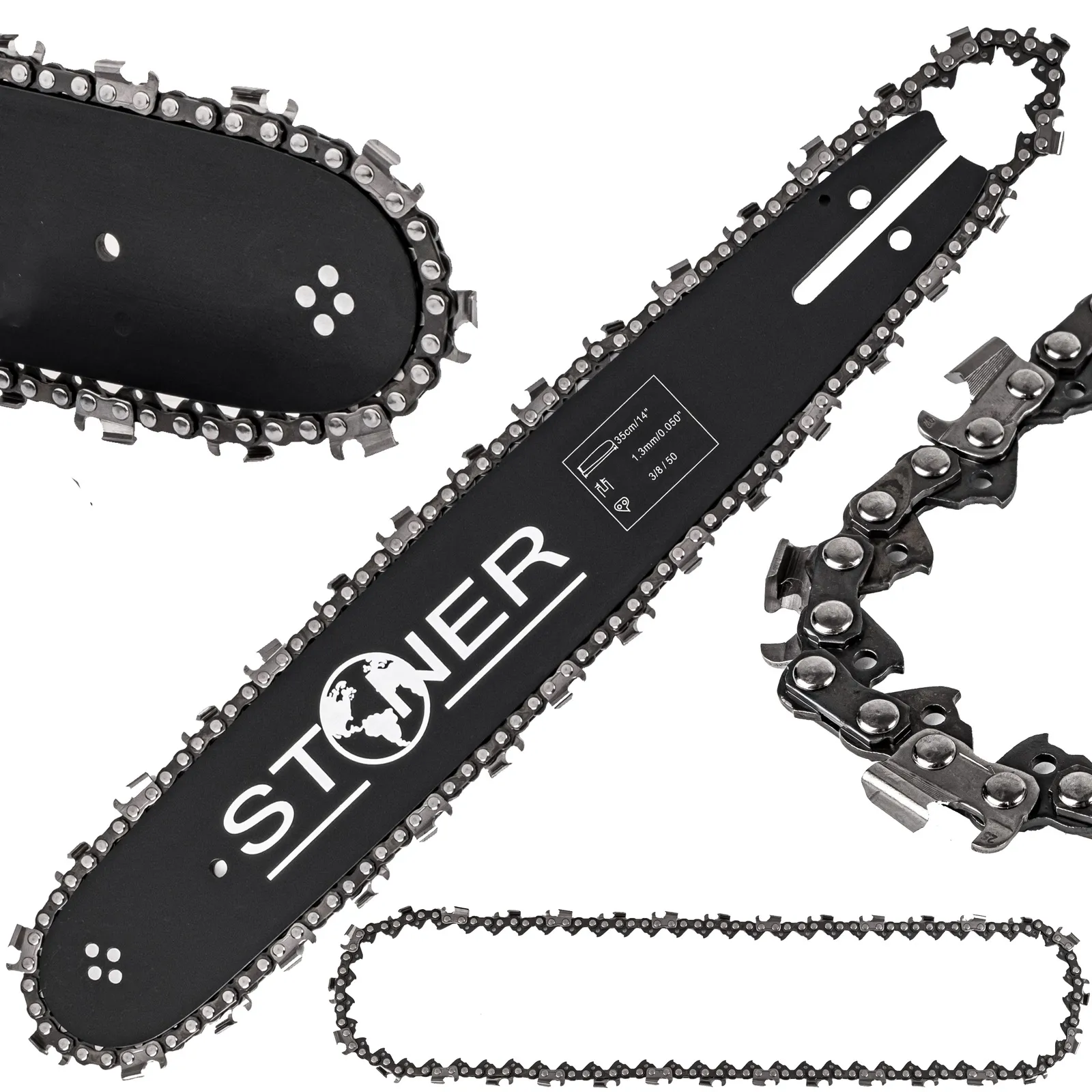 Prowadnica do piły stihl 35cm 3/8 1,3 + 2 łańcuchy Silver