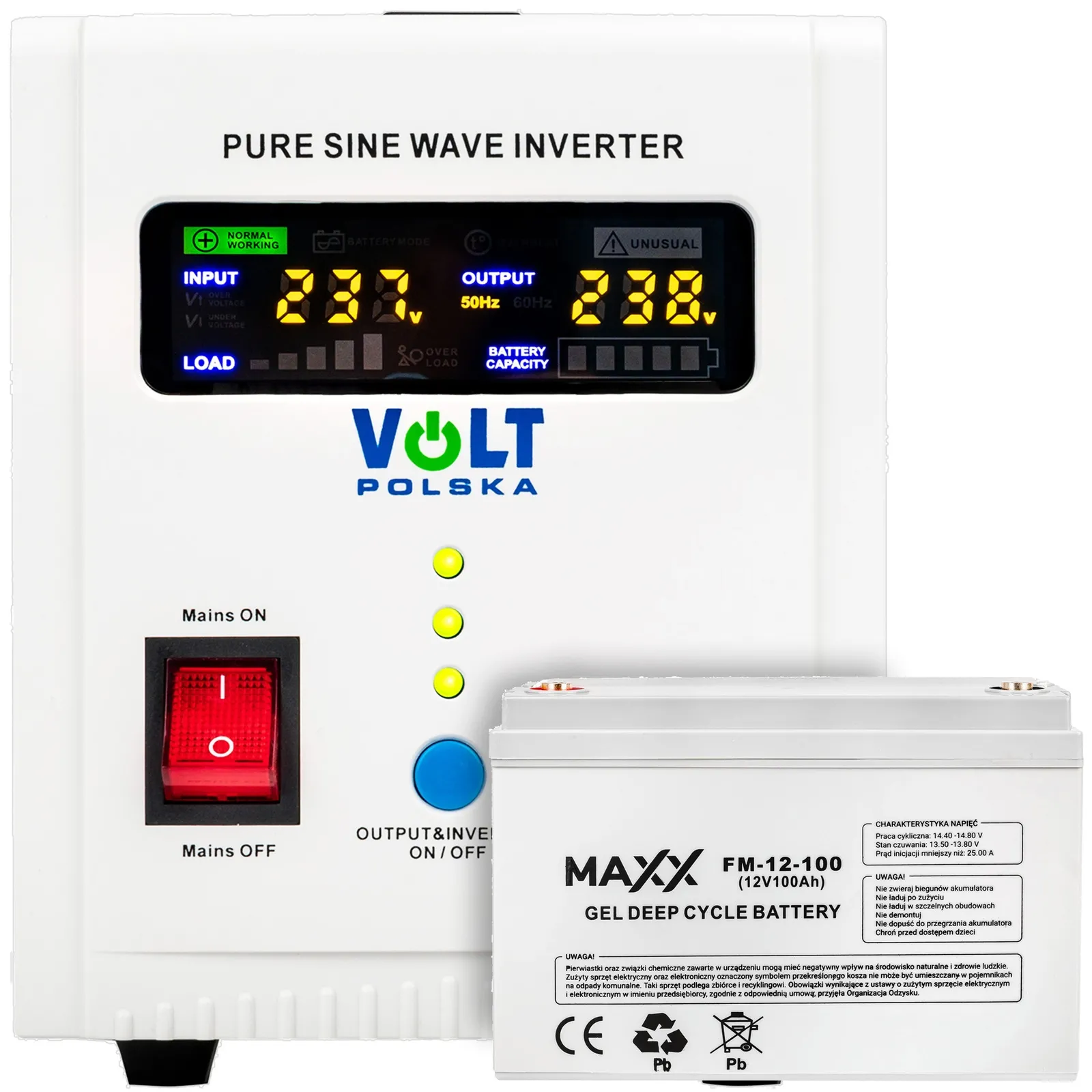 Zasilanie UPS awaryjne 800W akumulator 100Ah VOLT POLSKA
