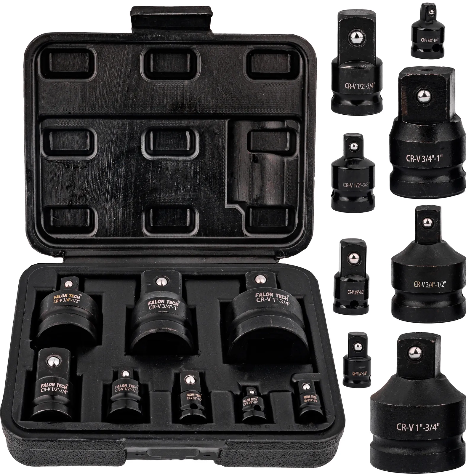 Adaptery redukcje redukcja zestaw 8 szt. 1/4" 3/8" 1/2" 3/4" SILVER