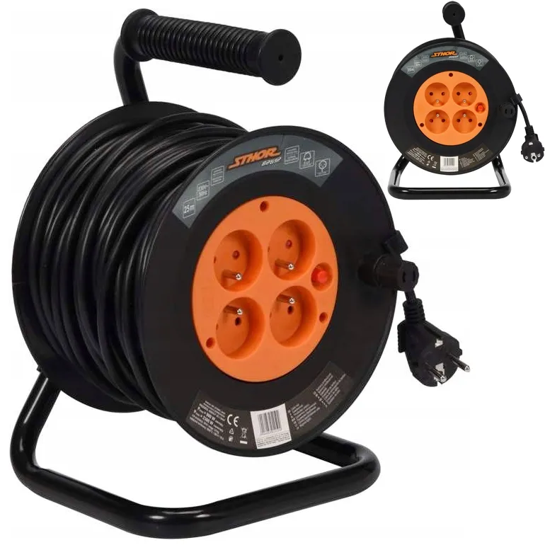 Przedłużacz bębnowy budowlany 40m 4 gniazda na bębnie zwijak STOHR 82693 YATO