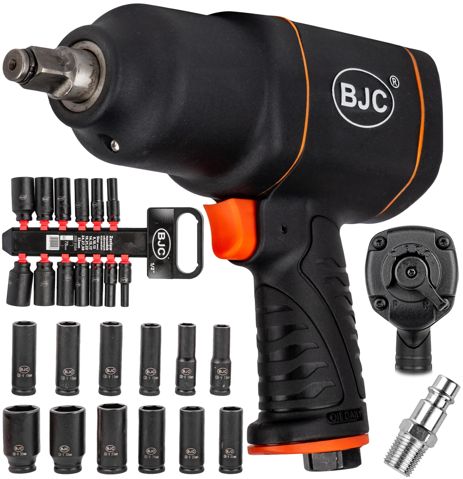Klucz pneumatyczny udarowy do kół 1/2 mocny 1850Nm nasadki 8-32 zestaw BJC