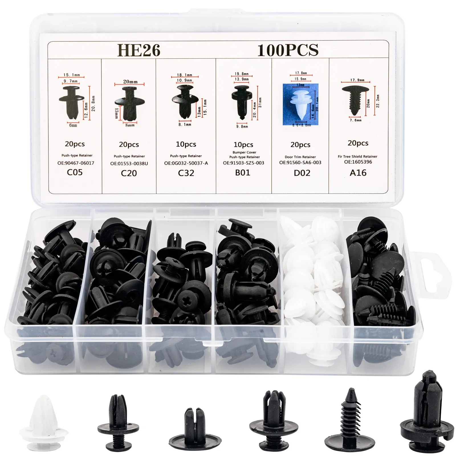 Spinki kołki zaczepy samochodowe szpilki klipsy do tapicerki zestaw 100el FALON-TECH