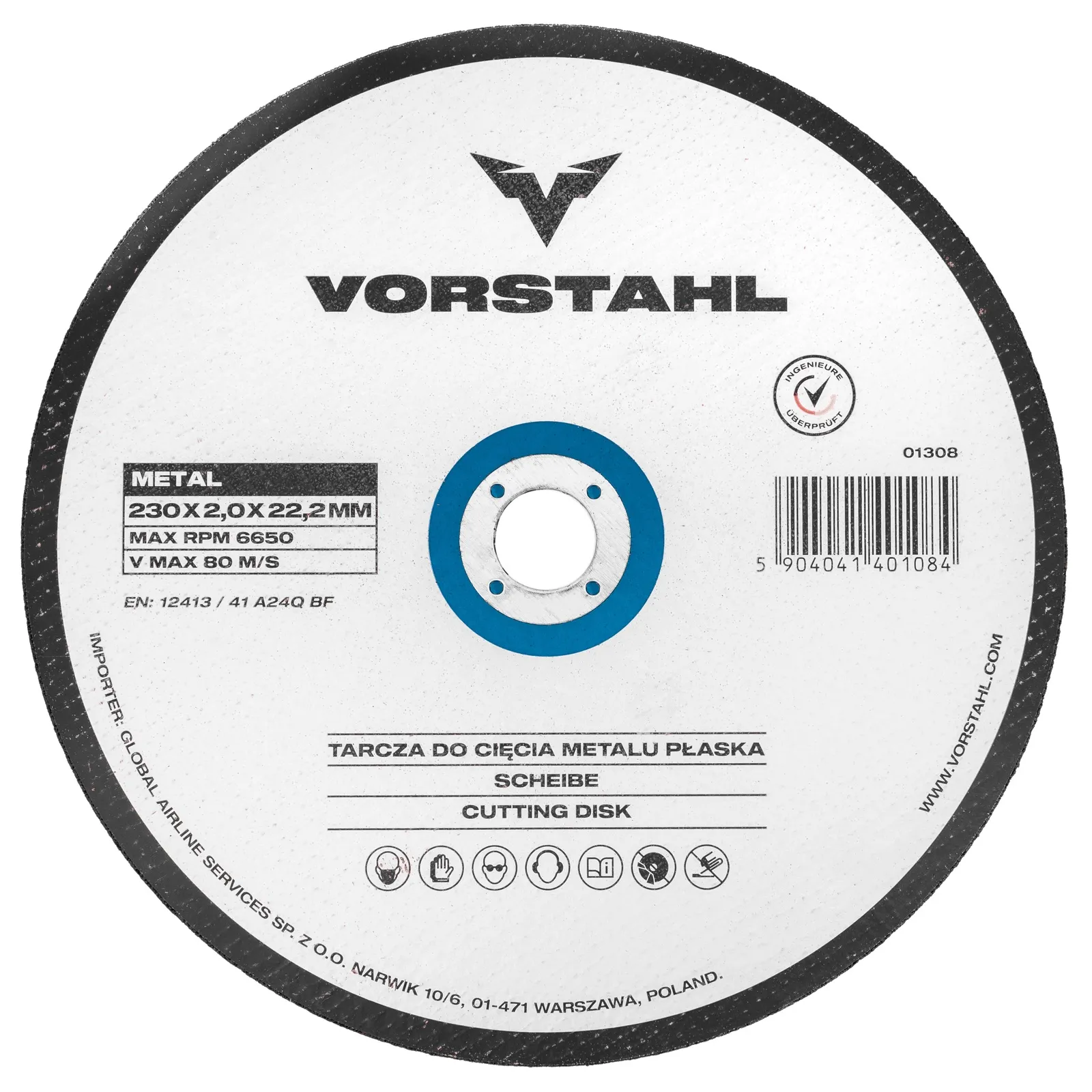 Tarcza tnąca płaska 230x2,0 mm do cięcia metalu stali VORSTAHL