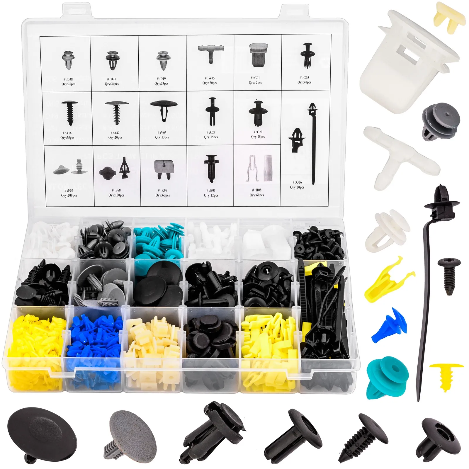 Zestaw spinki samochodowe klipsy tapicerki kołki 720 szt FALON-TECH