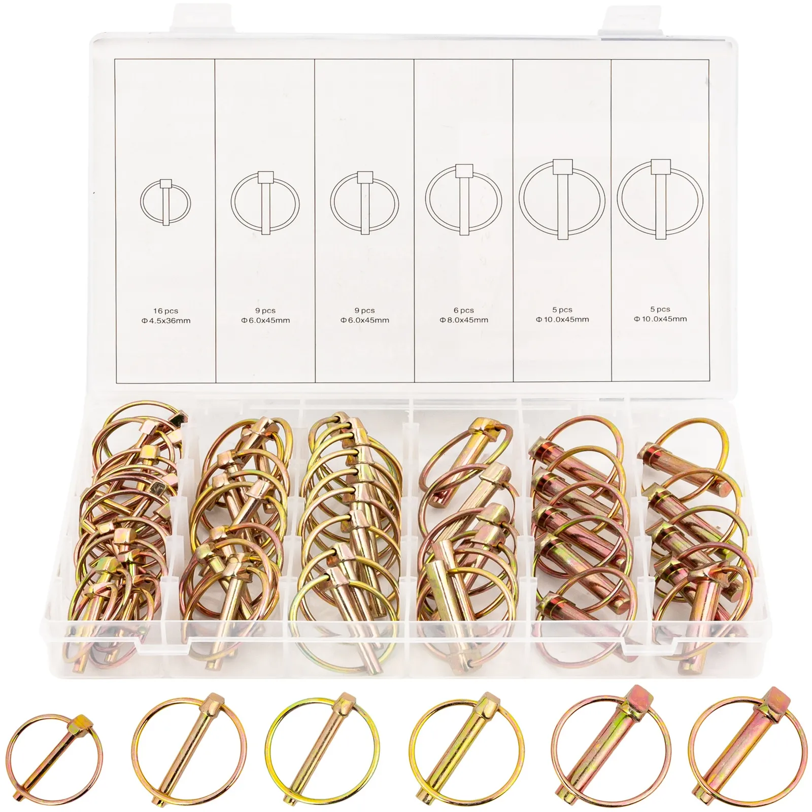 Przetyczka sprężynowa zatyczka zawleczka z kółkiem do maszyn rolniczych 50szt FALON-TECH