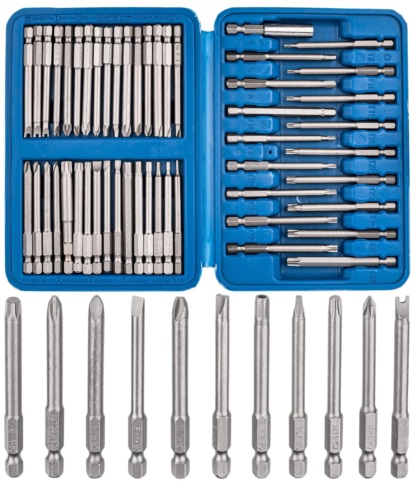 Bity do wkrętarki zestaw bitów 75mm + uchwyt 50el do wiertarki w walizce FALON-TECH