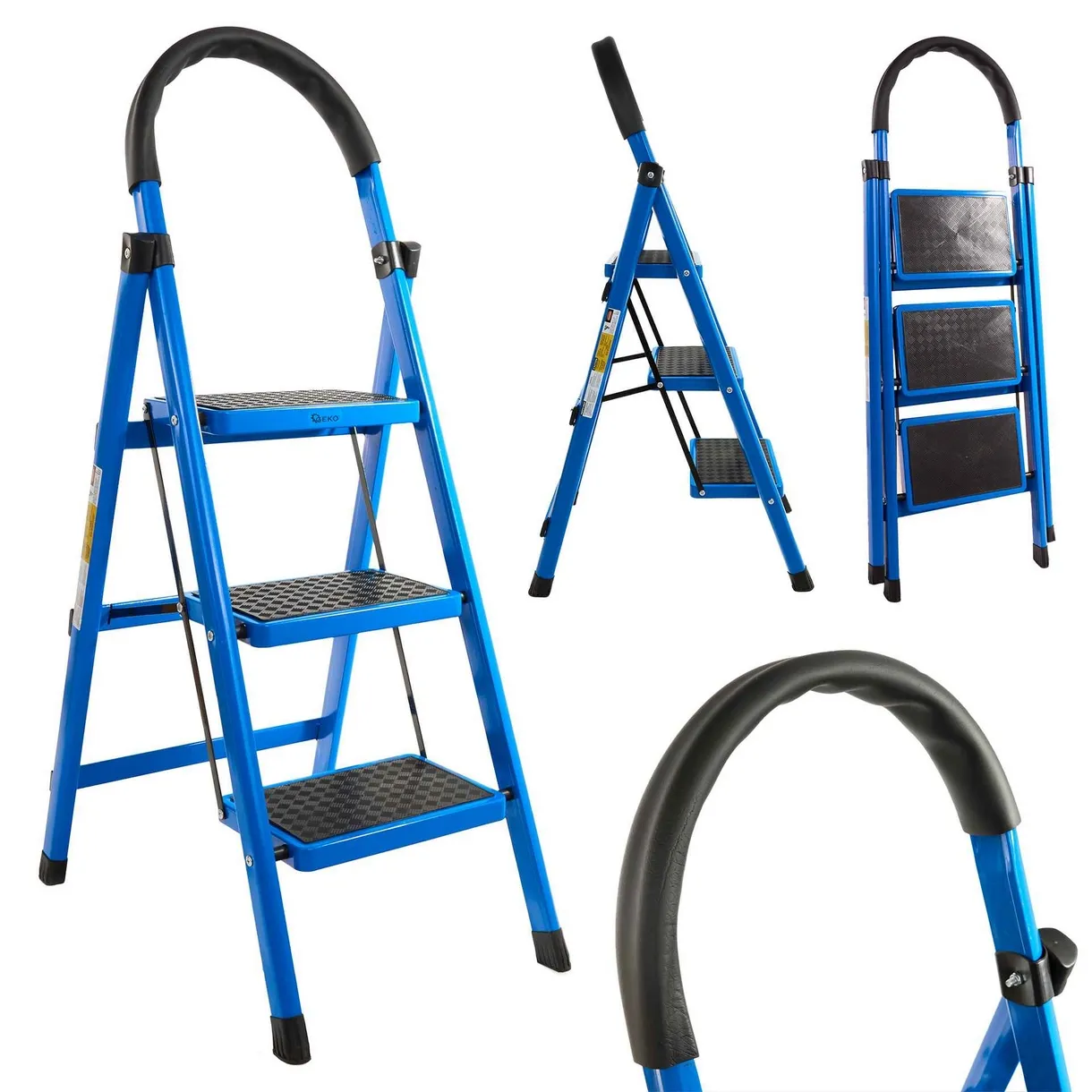 Drabina rozkładana trzystopniowa drabinka podest składana wzmacniania 117 cm GEKO