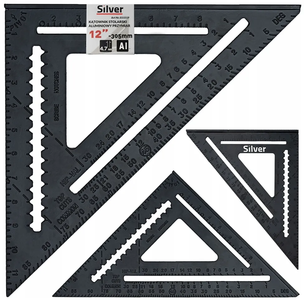 Kątownik stolarski ciesielski aluminiowy 300 mm SILVER