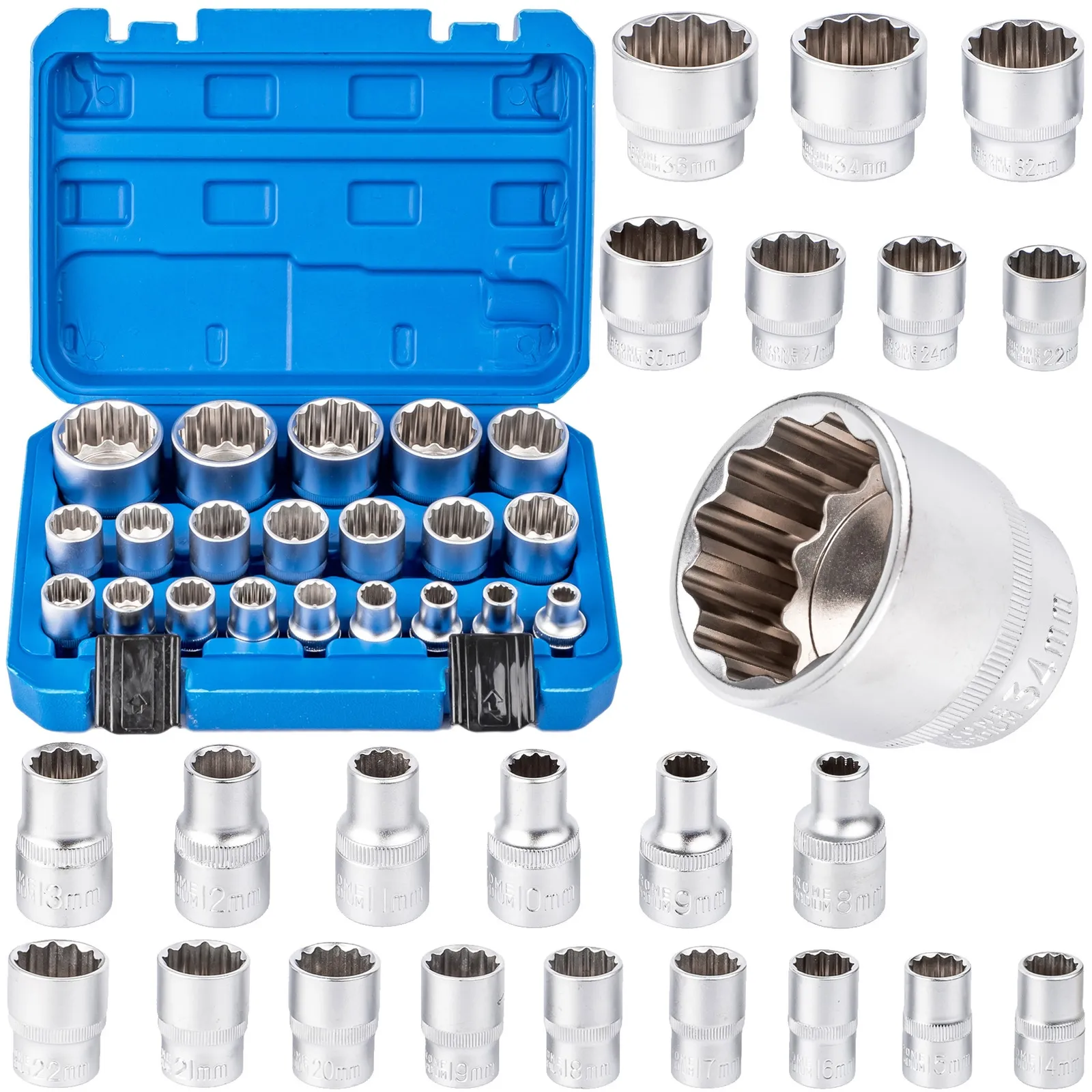 Nasadki spline 12 kąt zestaw nasadek 1/2 8-36 21el FALON-TECH