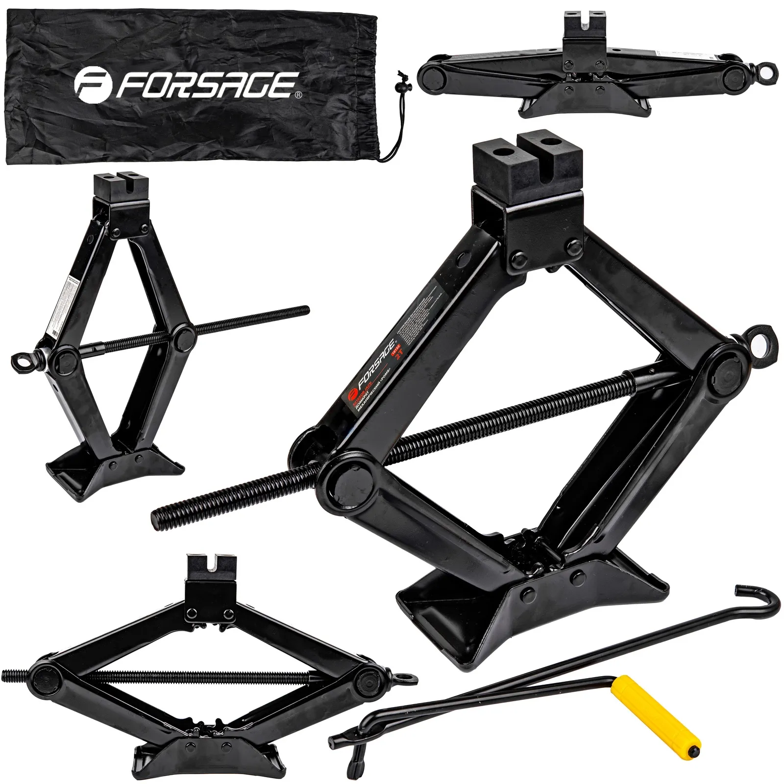 Podnośnik samochodowy trapezowy 2000 kg 2T + guma + pokrowiec FORSAGE