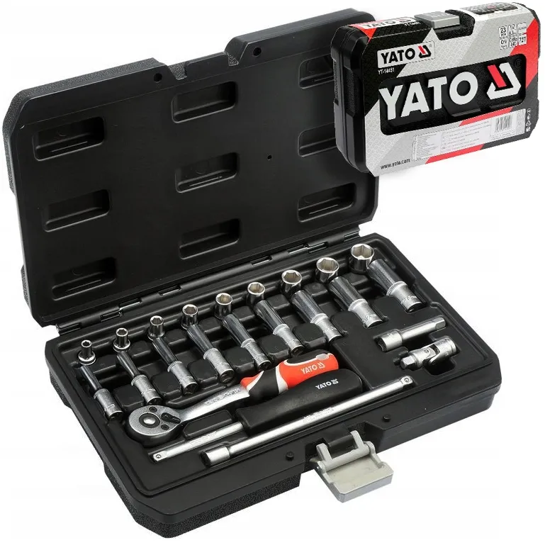 Zestaw kluczy nasadowych nasadki grzechotka 1/4" YT-14451 23el YATO