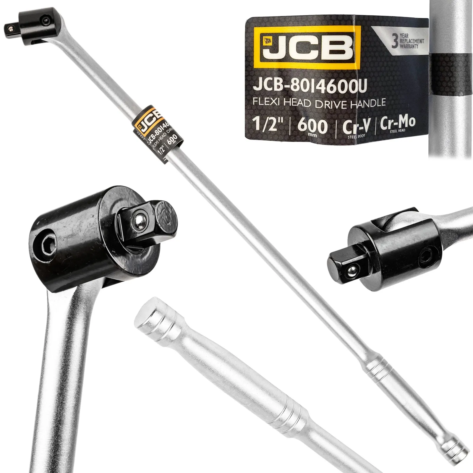 Pokrętło przegubowe obrotowe rękojeść z przegubem klucz do kół 1/2" 600mm JCB