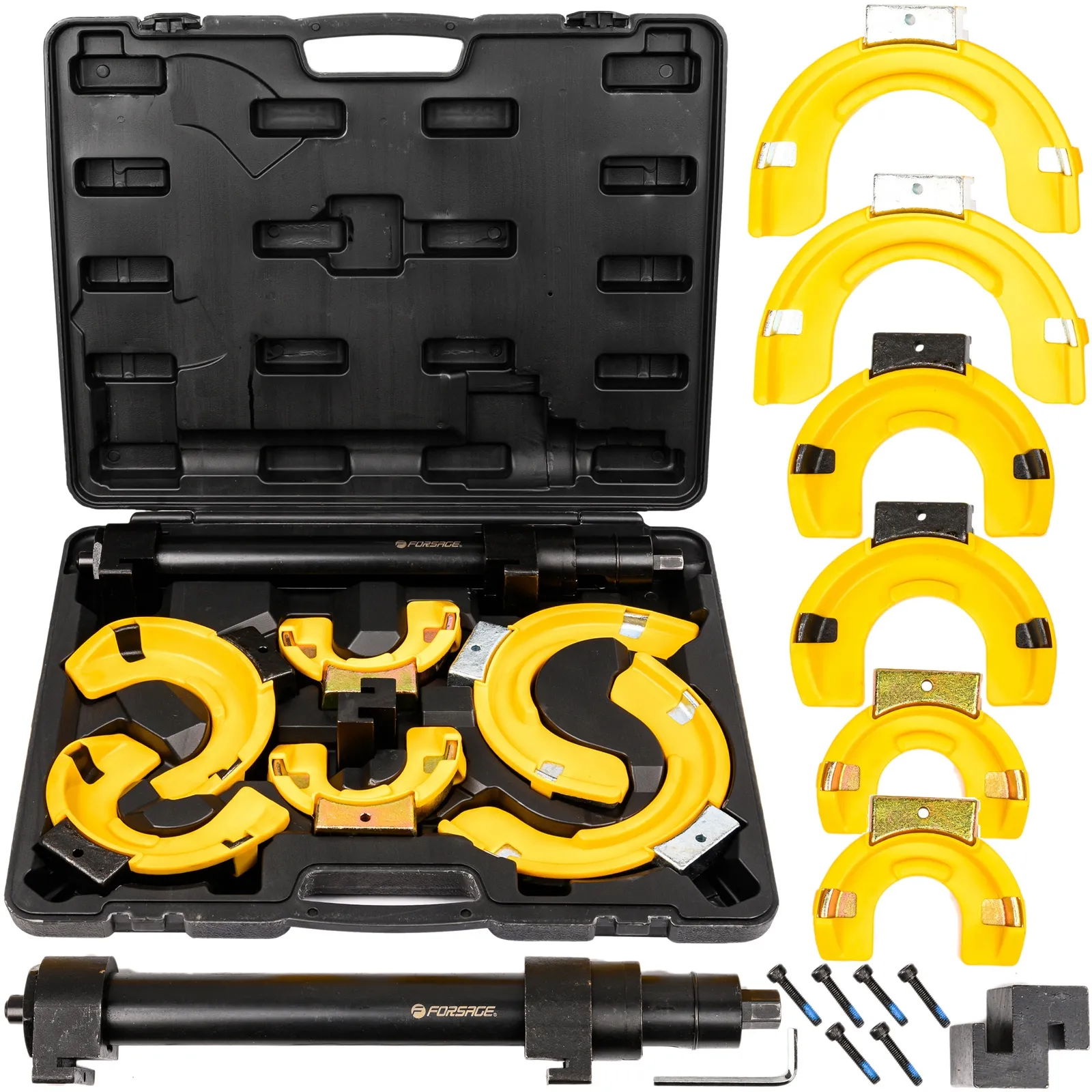 Ściągacz sprężyn mechaniczny mocny 1,5T MCPHERSON z wymiennymi uchwytami FORSAGE