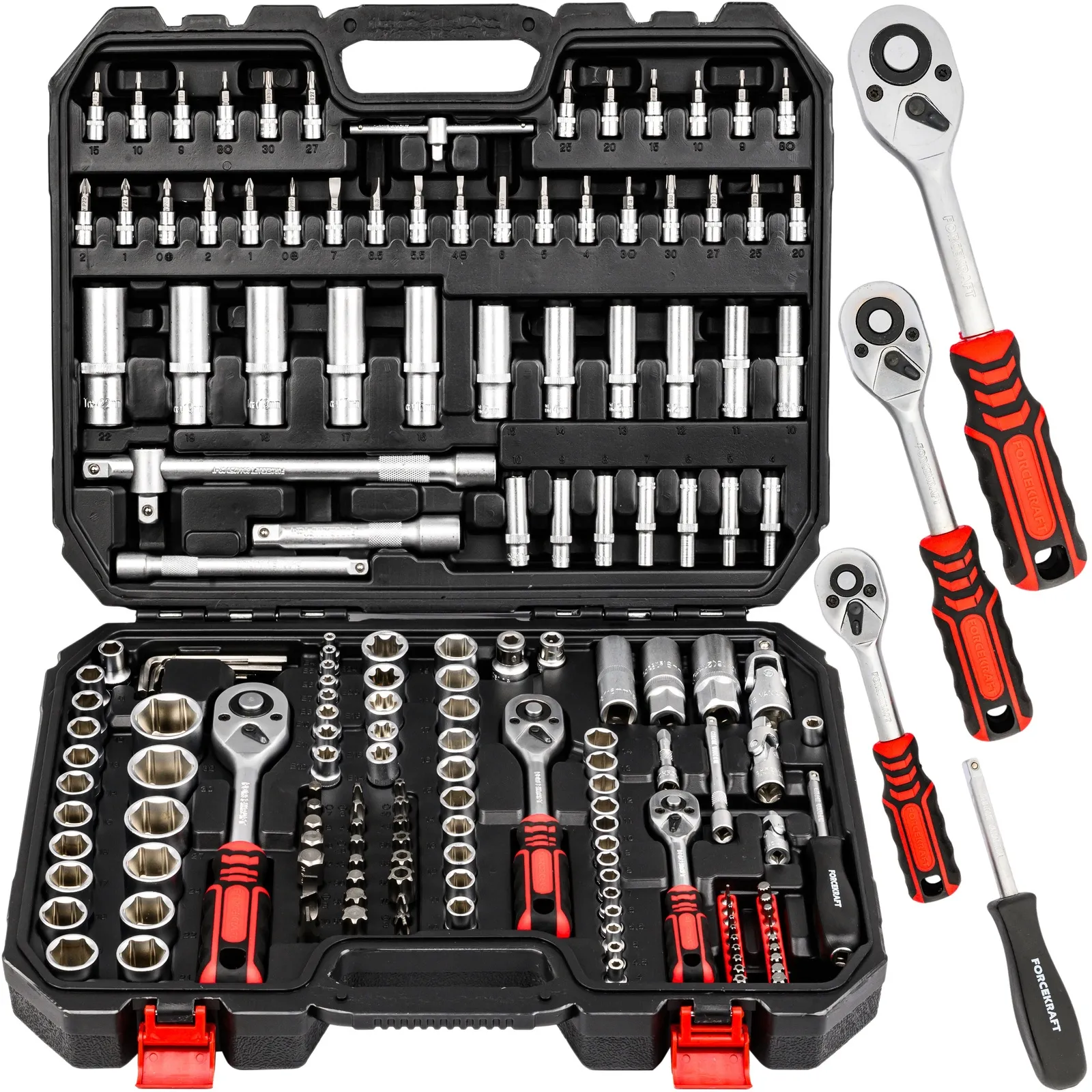 Zestaw kluczy nasadowych klucze nasadowe bity torx imbusowe CRV 172 el FORCEKRAFT