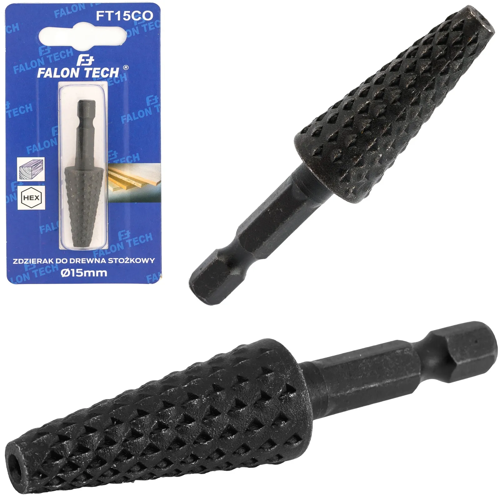 Zdzierak stożkowy frez tarnik do drewna 15mm FALON-TECH