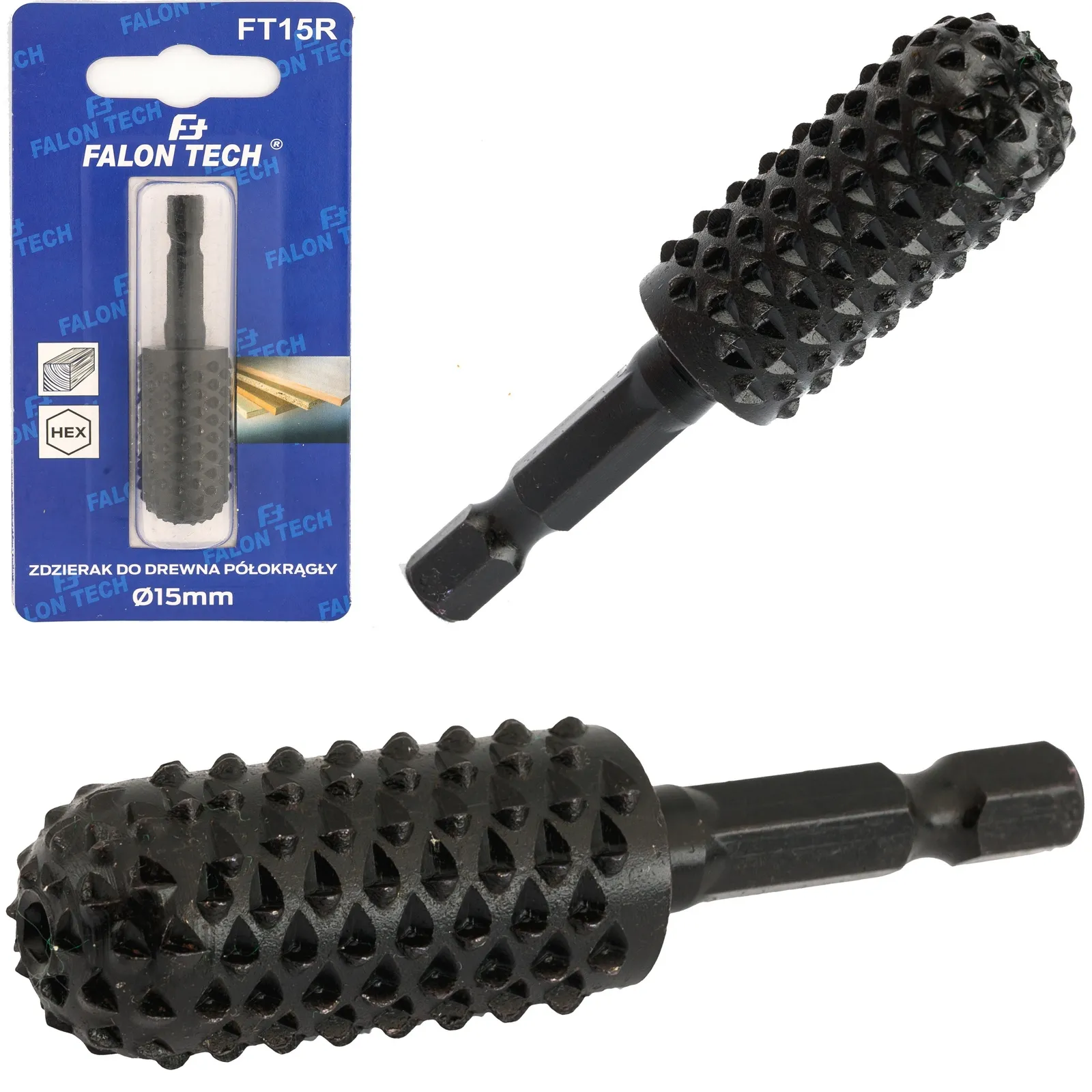 Zdzierak półokrągły frez tarnik do drewna 15mm FALON-TECH