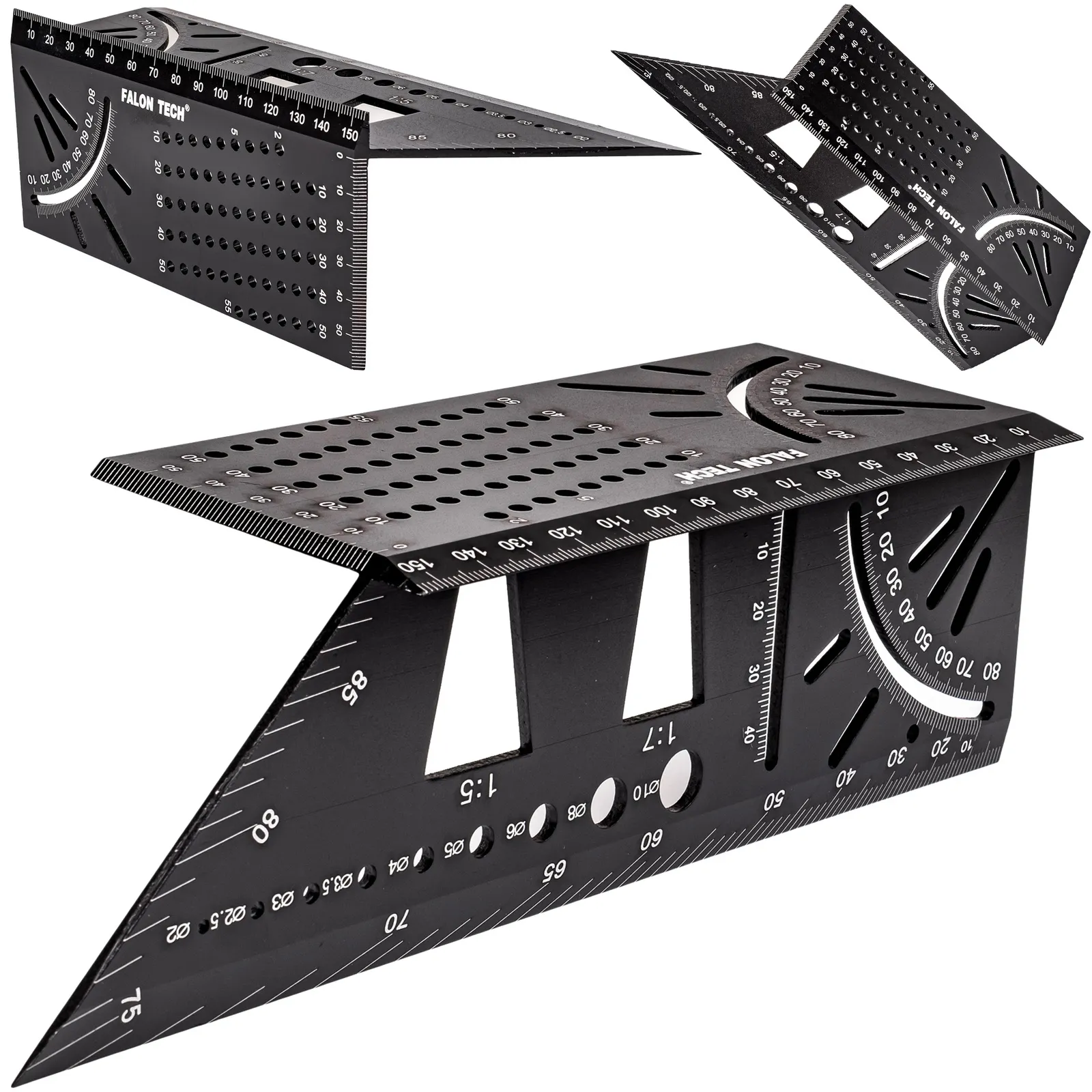 Kątownik japoński aluminiowy stolarski 3D przymiar miara miarka linijka FALON-TECH