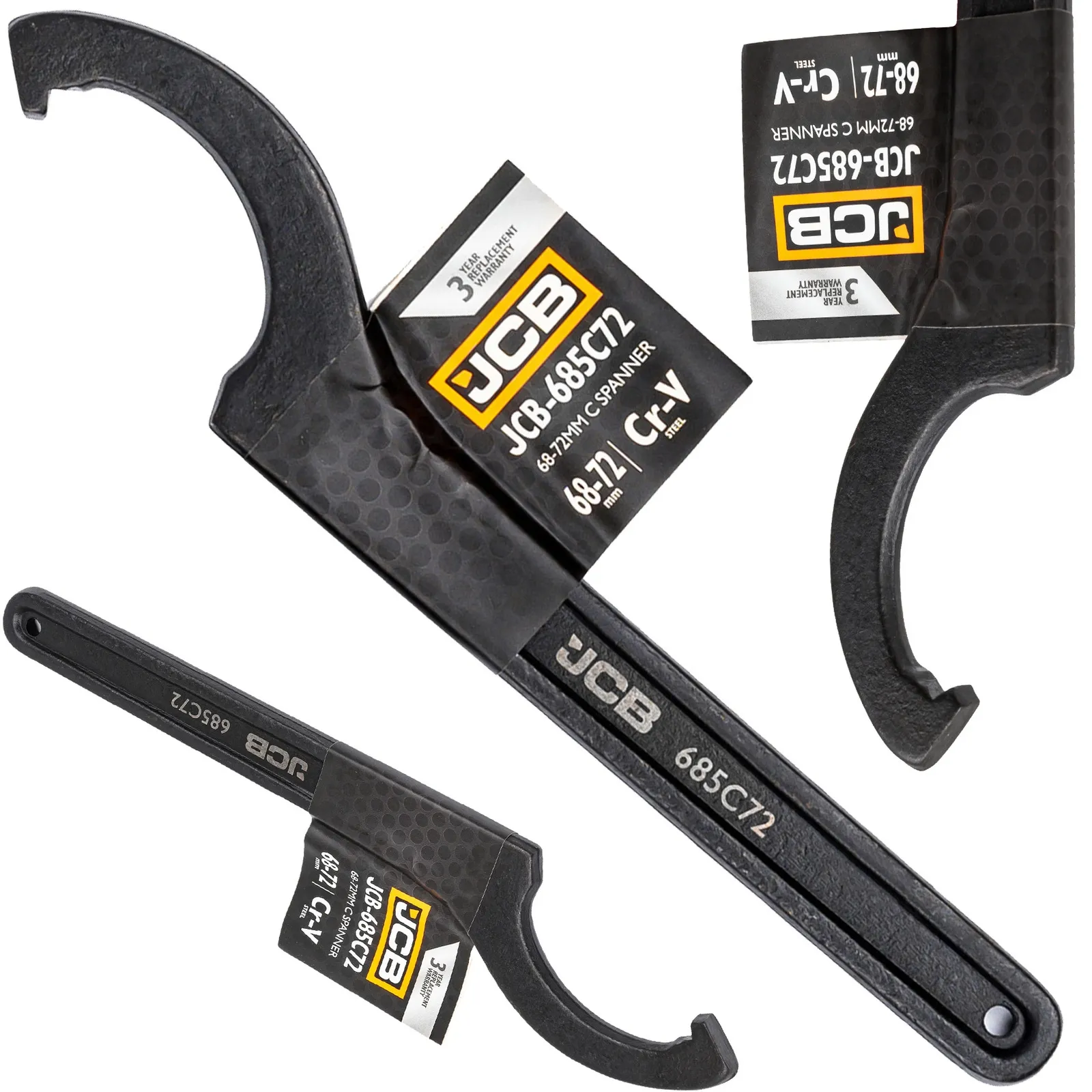 Klucz hakowy z noskiem pazurem nastawny do nakrętek 68-72 mm JCB