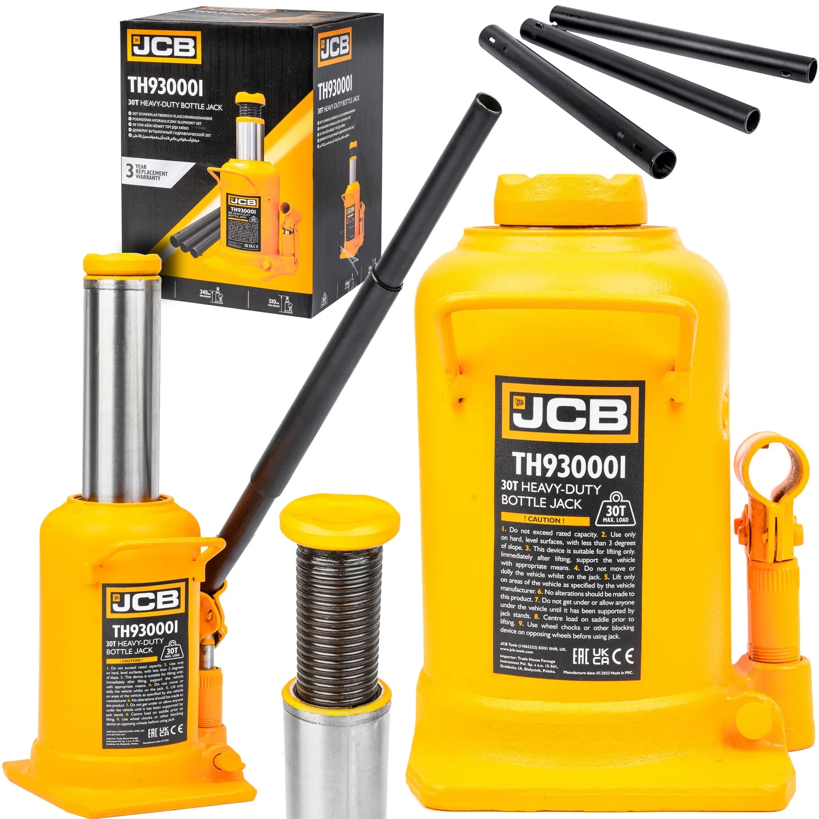 Podnośnik hydrauliczny słupkowy butelkowy maszynowy mocny lewarek 30 T JCB