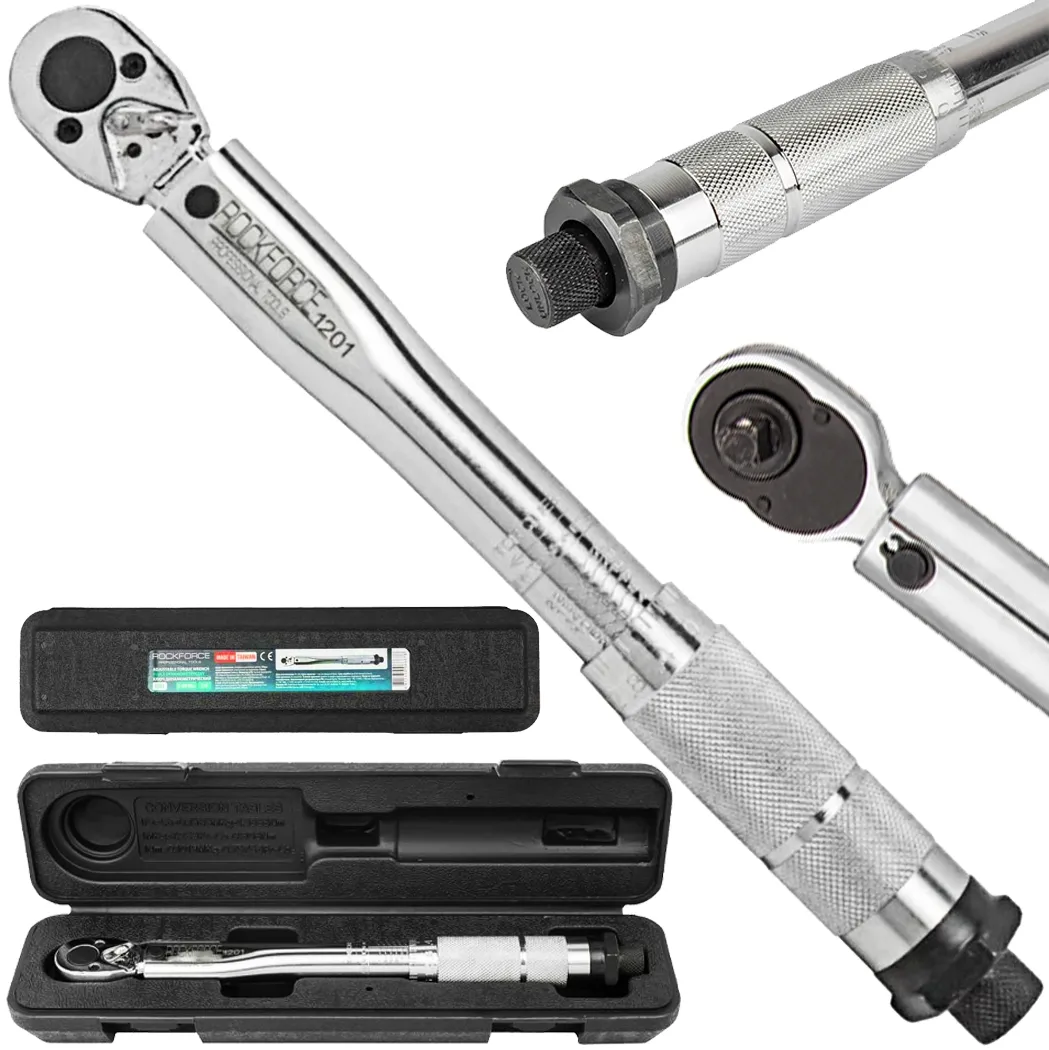 Klucz dynamometryczny do kół 1/4" 2-24Nm chromowany blokada grzechotka etui ROCKFORCE