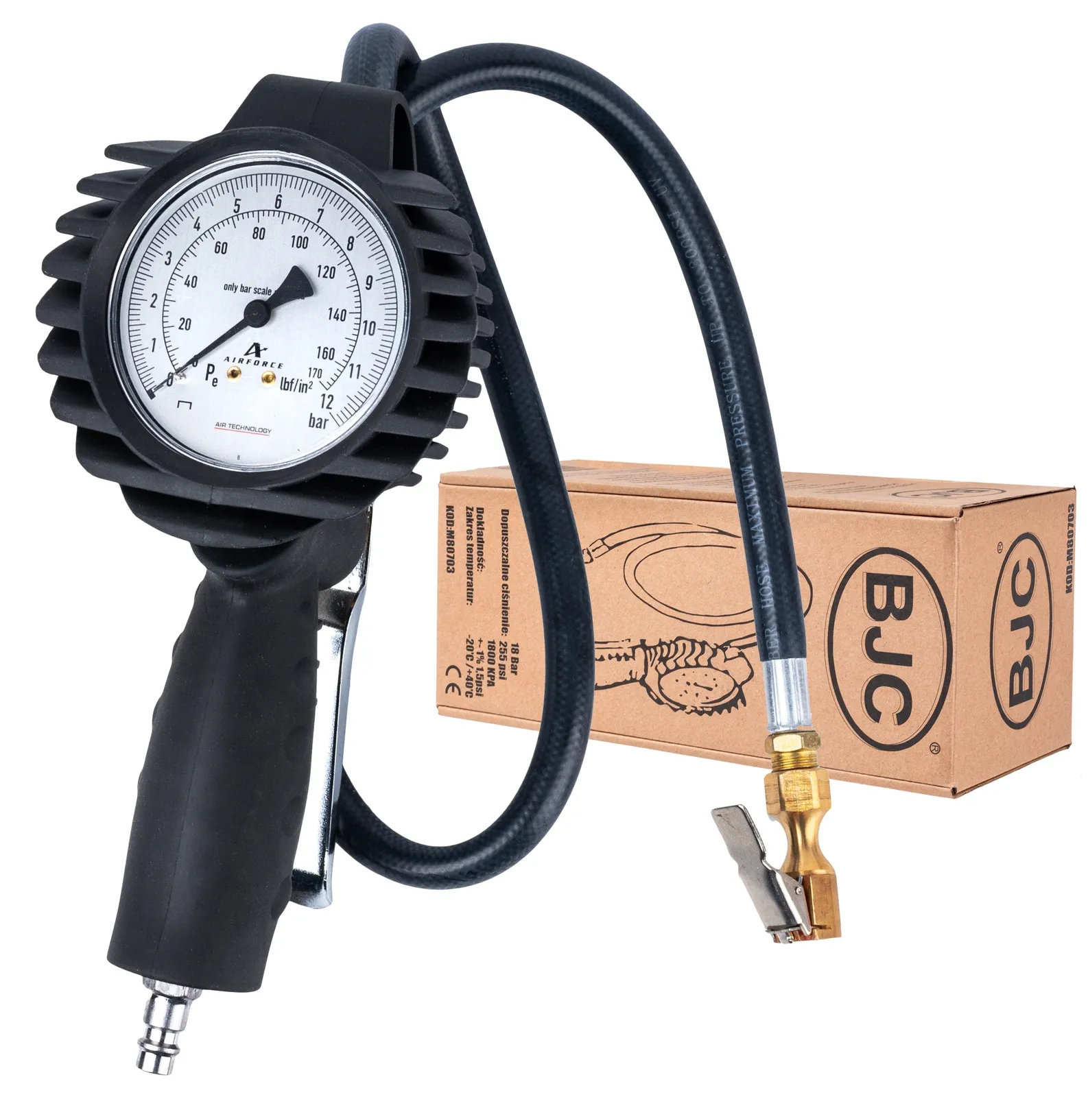 Pistolet do pompowania kół z manometrem 12 bar BJC