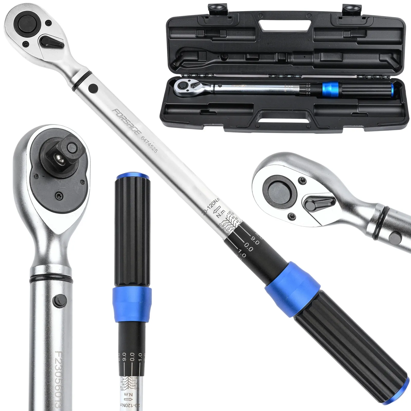 Klucz dynamometryczny dwustronny z certyfikatem 1/2" 450 mm 20-120 Nm FORSAGE