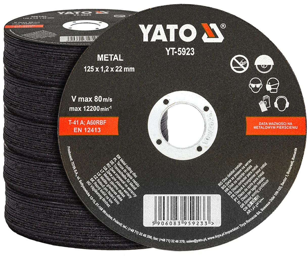 Tarcze tarcza do cięcia metalu stali inox 125 x 1,2 mm zestaw 100 sztuk YATO
