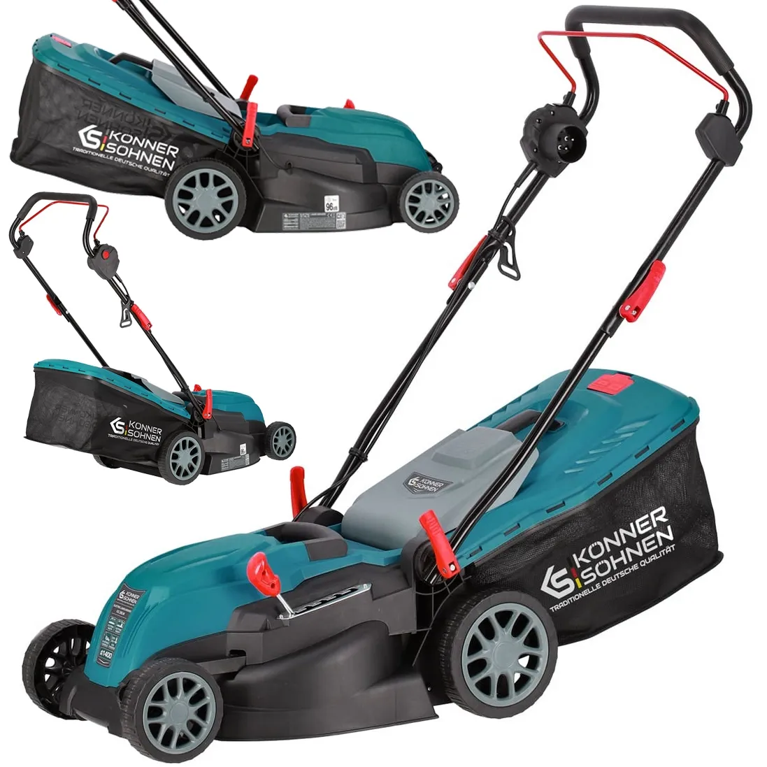 Kosiarka elektryczna do trawy z koszem mocna 1400w 40L 3250 obr/min KS 38LM Könner & Söhnen