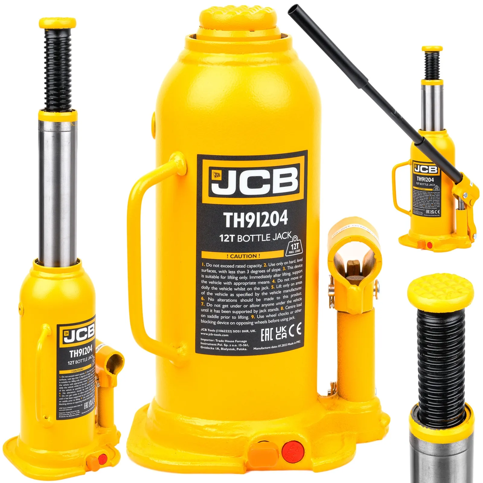 Podnośnik hydrauliczny słupkowy butelkowy maszynowy samochodowy lewarek 12T JCB